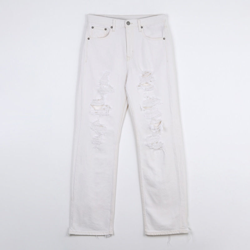 تصویر از شلوار جین راسته سفید زاپ دار