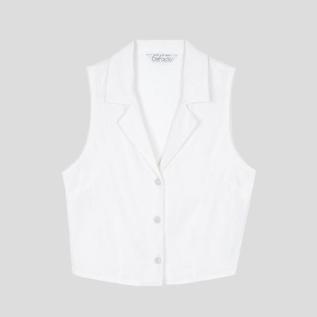 تصویر از تاپ لینن یقه انگلیسی دفکتو