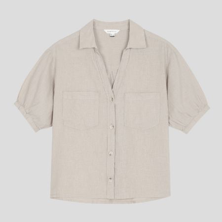 تصویر از شومیز لینن کالرز آستین کوتاه کرتفیل