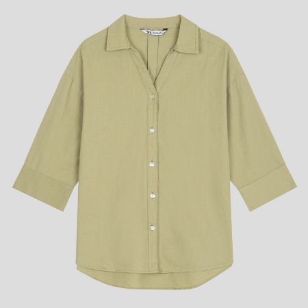 تصویر از شومیز لینن یقه هفت آستین سه ربع زارا