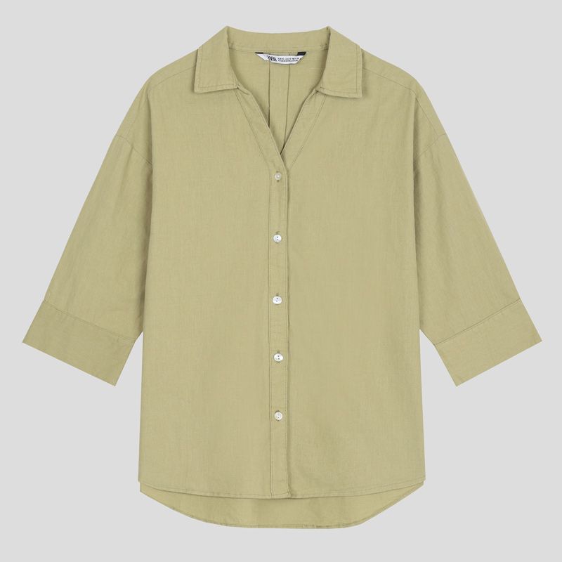 تصویر از شومیز لینن یقه هفت آستین سه ربع زارا