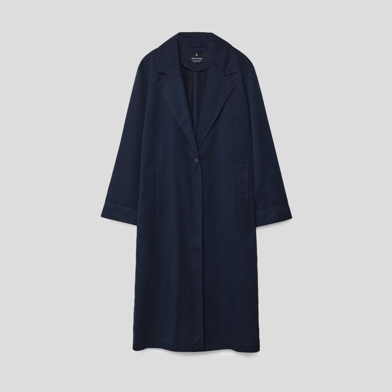 تصویر از ترنچ کت یقه انگلیسی تک دکمه استرادیواریوس