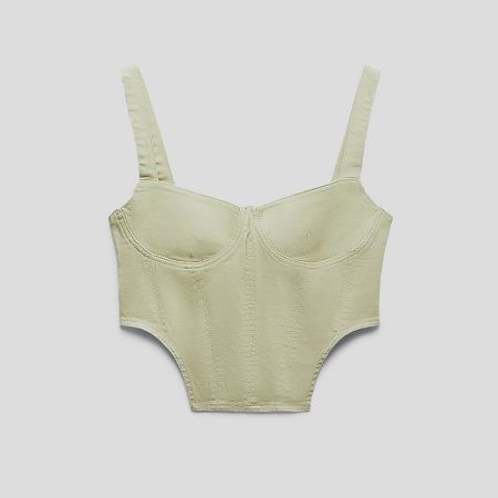تصویر از تاپ جین کراپ پاستل گرین زارا