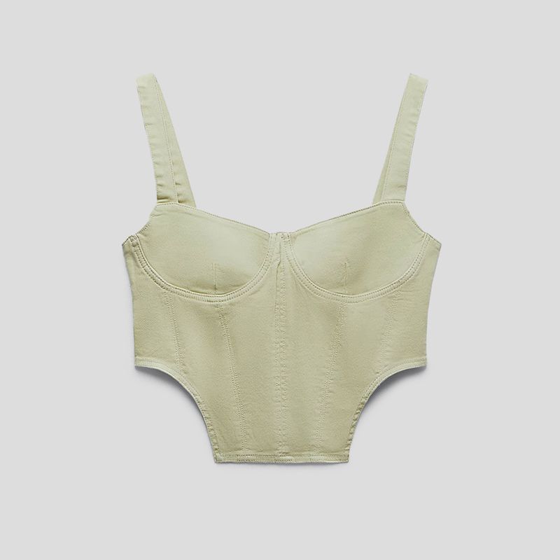 تصویر از تاپ جین کراپ پاستل گرین زارا