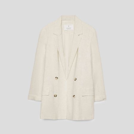 تصویر از کت لینن چهاردکمه گندم استرادیواریوس