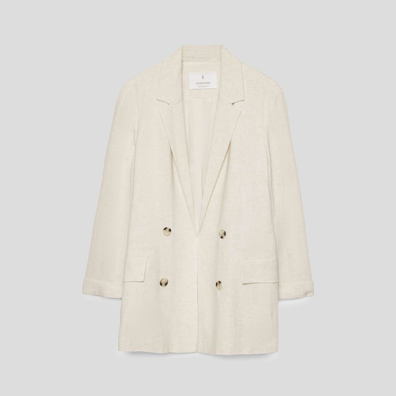 تصویر از کت لینن چهاردکمه گندم استرادیواریوس