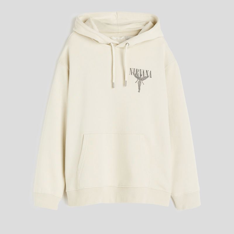 تصویر از هودی اورسایز بک تکست نیروانا اچ اند ام