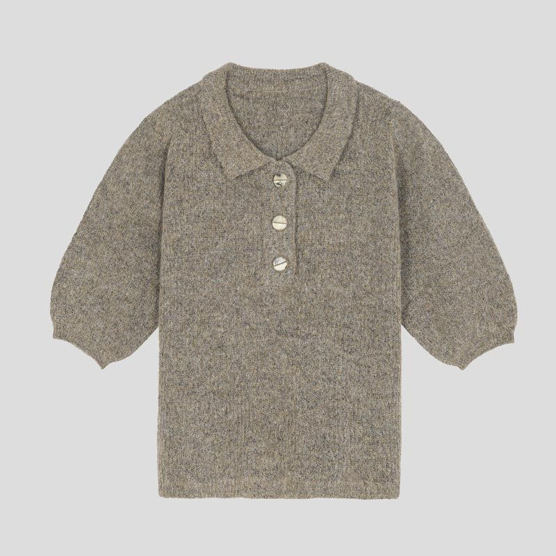 تصویر از بافت موهر آستین یقه پولو مینوس