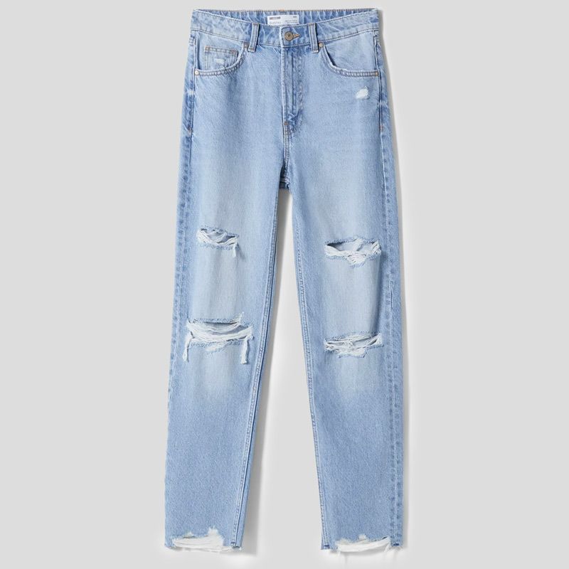 تصویر از شلوار جین مام زاپ دار لایت بلو برشکا