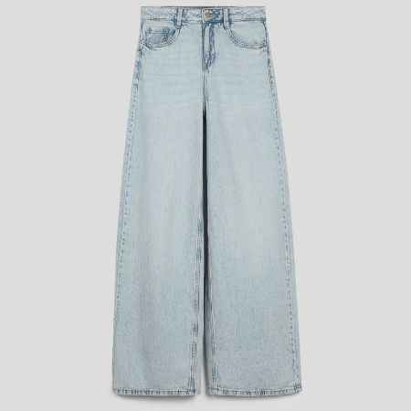 تصویر از شلوار جین کاغذی وایدلگ لایت بلو پیمکی