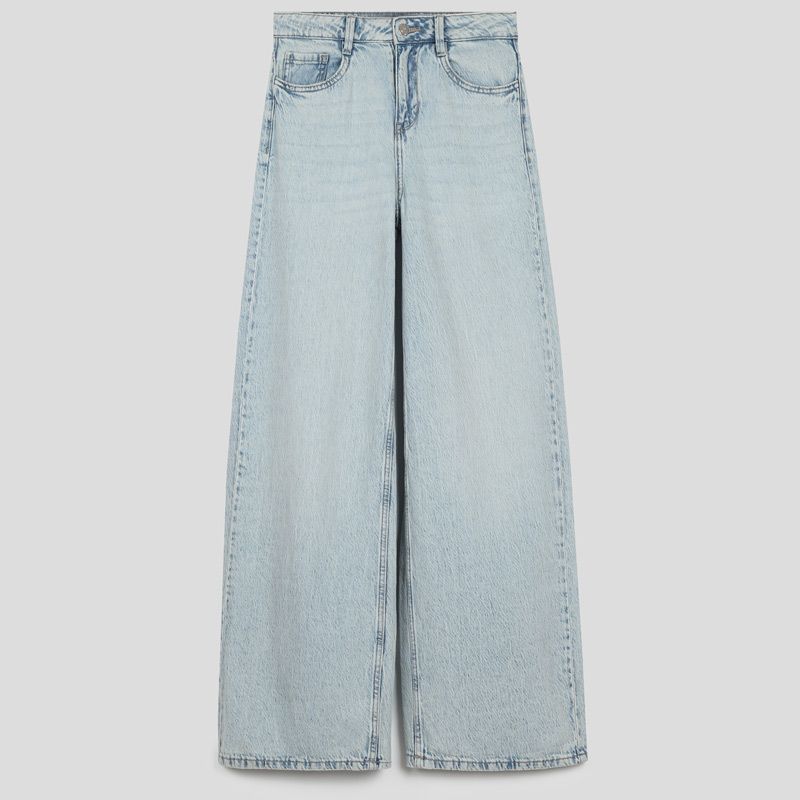 تصویر از شلوار جین کاغذی وایدلگ لایت بلو پیمکی