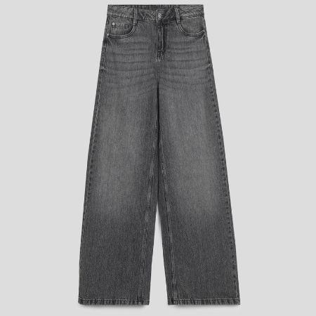 تصویر از شلوار جین کاغذی وایدلگ دارک گری پیمکی