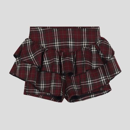 تصویر از شلوارک دامنی چهارخونه چین دار