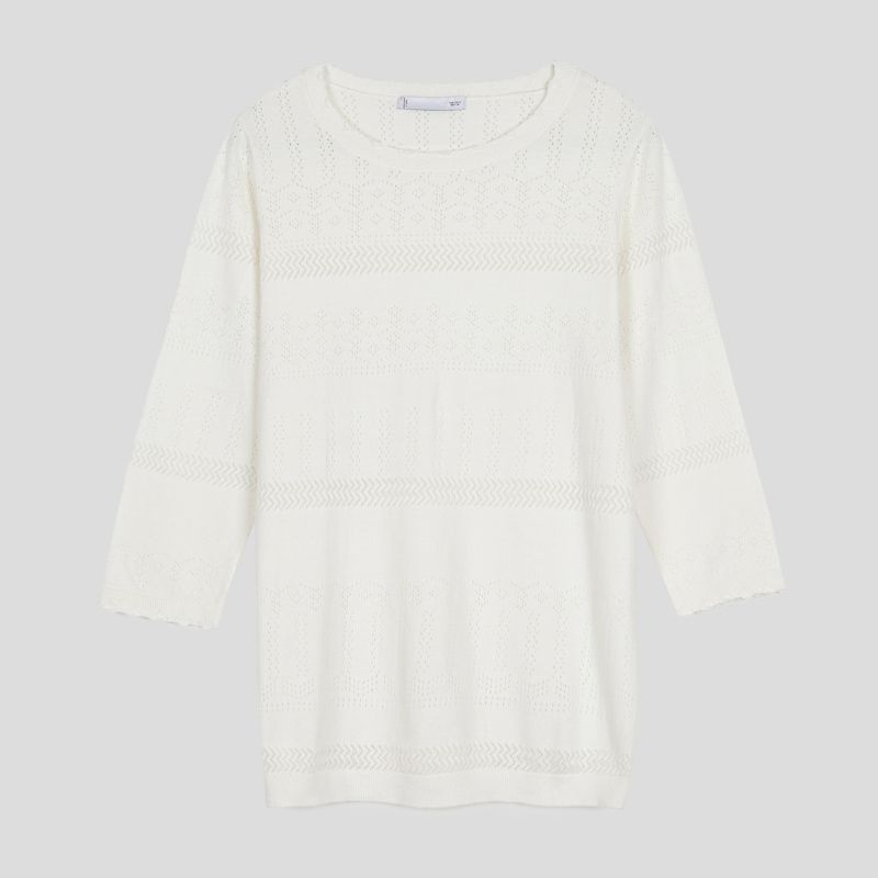 تصویر از بلوز بافت ظریف آستین سه ربع