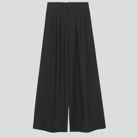 تصویر از شلوار فول بگ پیلی دار گری