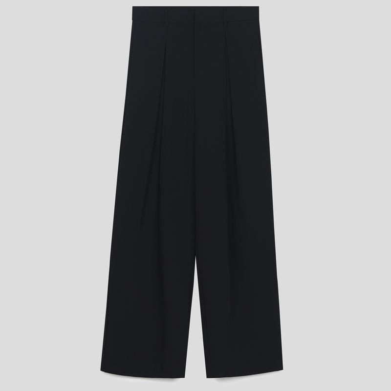 تصویر از شلوار کرپ وایدلگ پیلی دار بلک