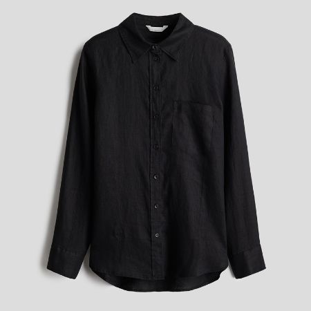 تصویر از شومیز لینن بلک اچ اند ام