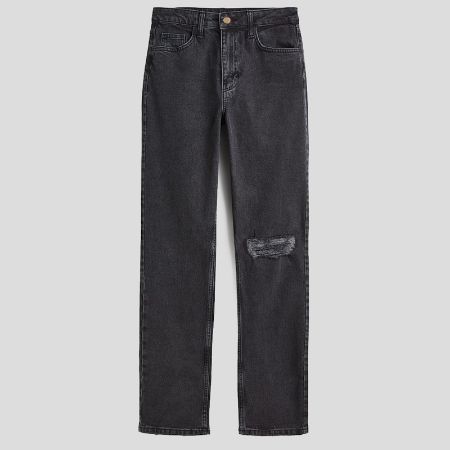 تصویر از شلوار جین ذغالی راسته زاپ دار اچ اند ام