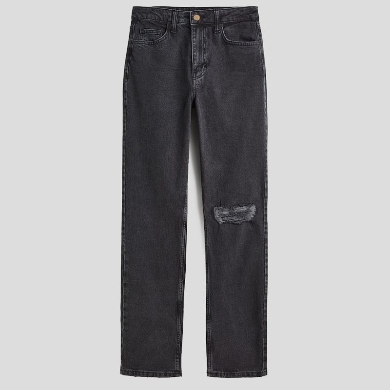 تصویر از شلوار جین ذغالی راسته زاپ دار اچ اند ام