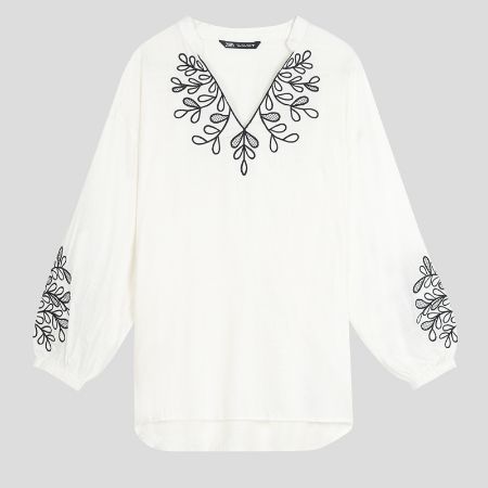 تصویر از بلوز لینن گلدوخت یقه هفت زارا