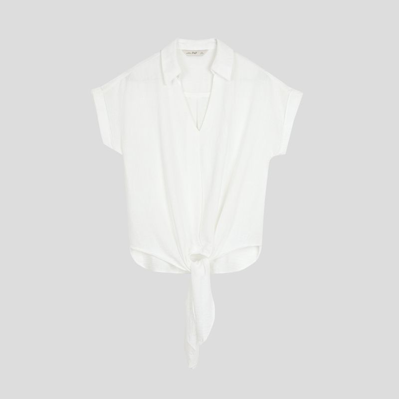 تصویر از بلوز جلو گرهی سفید اف اند اف