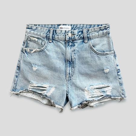 تصویر از شلوارک جین زاپ دار پایین کات زارا